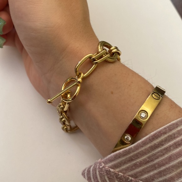 Tiffany style gold chain link adjustable bracelet - Picture 7 of 10
